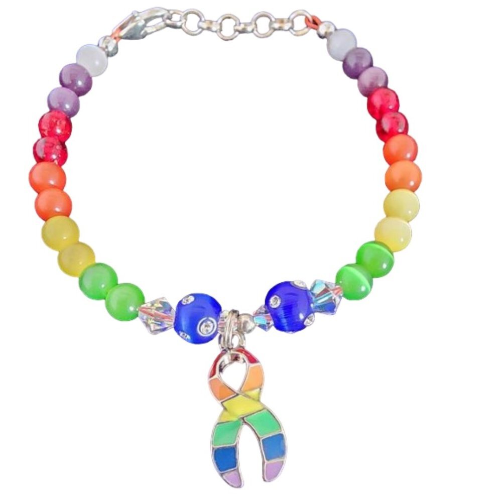 Rainbow Awareness Ribbon Bracelet #29